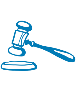 Illustration eines Richterhammers – Scheidung mit Firmenanteilen