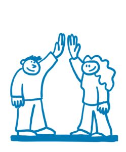 Illustration eines Paares beim High five – Lebensgemeinschaft und Partnerschaft