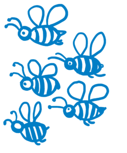 Illustration mehrerer Bienen – Schnittstelle von Familie und Unternehmen