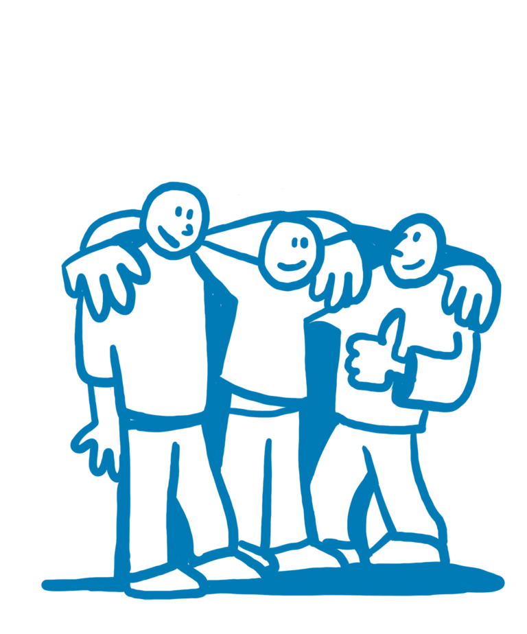 Illustration eines Teams von drei Personen – arbeitsrechtliche Beratung für Unternehmen