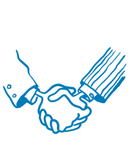 Illustration eines Handschlags – ein Ansprechpartner für alle Rechtsfragen